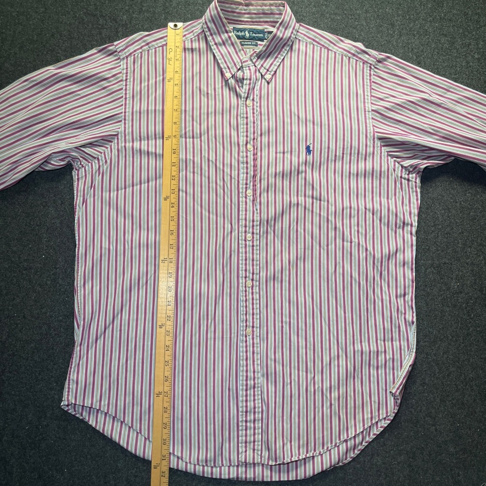 Ralph Lauren Button Down Shirt Mens 16.5 L Multi Stripe Classic Fit - Picture 6 of 6